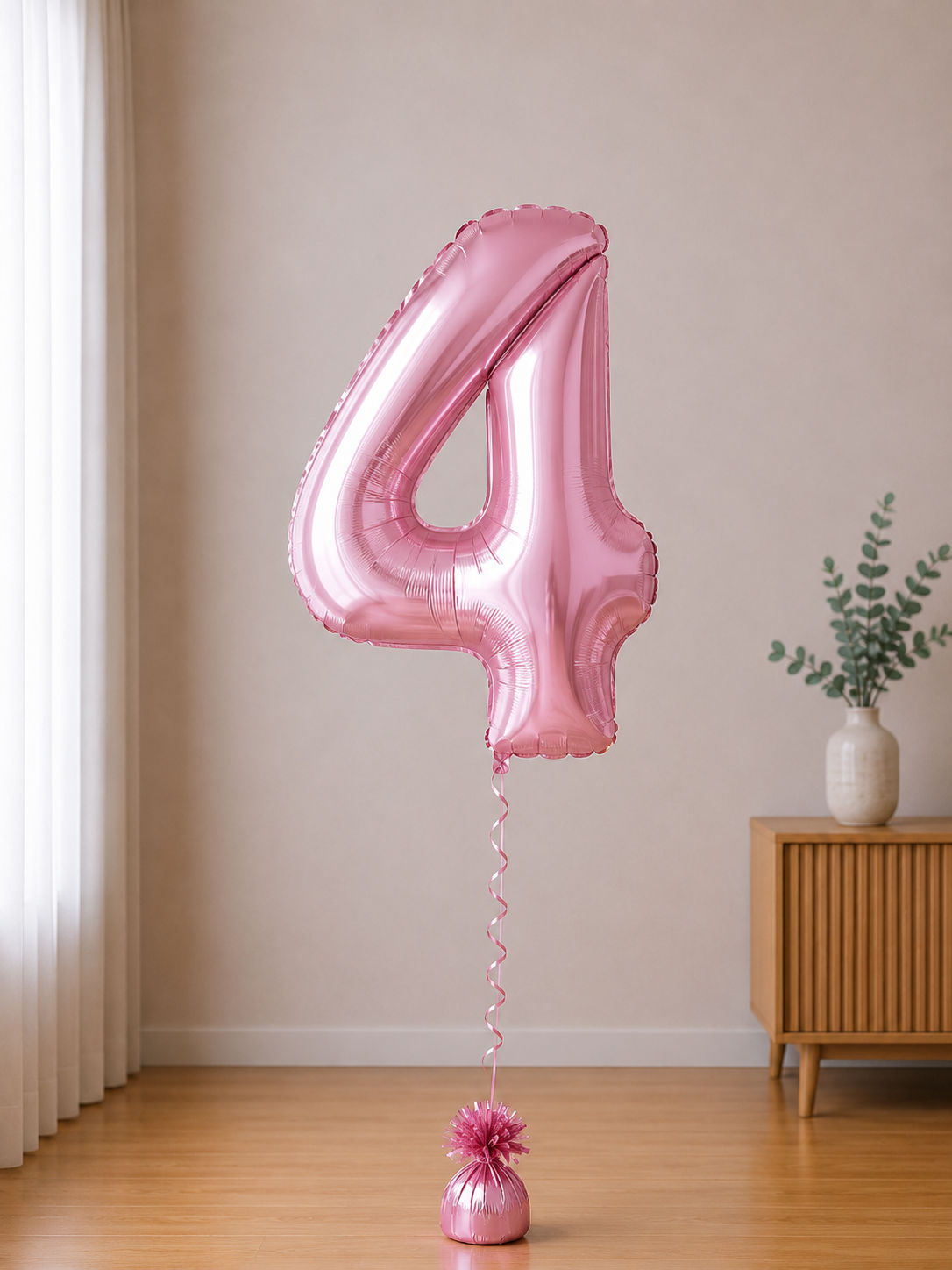 Foil balloon figure "Number" baby pink from 0 to 9