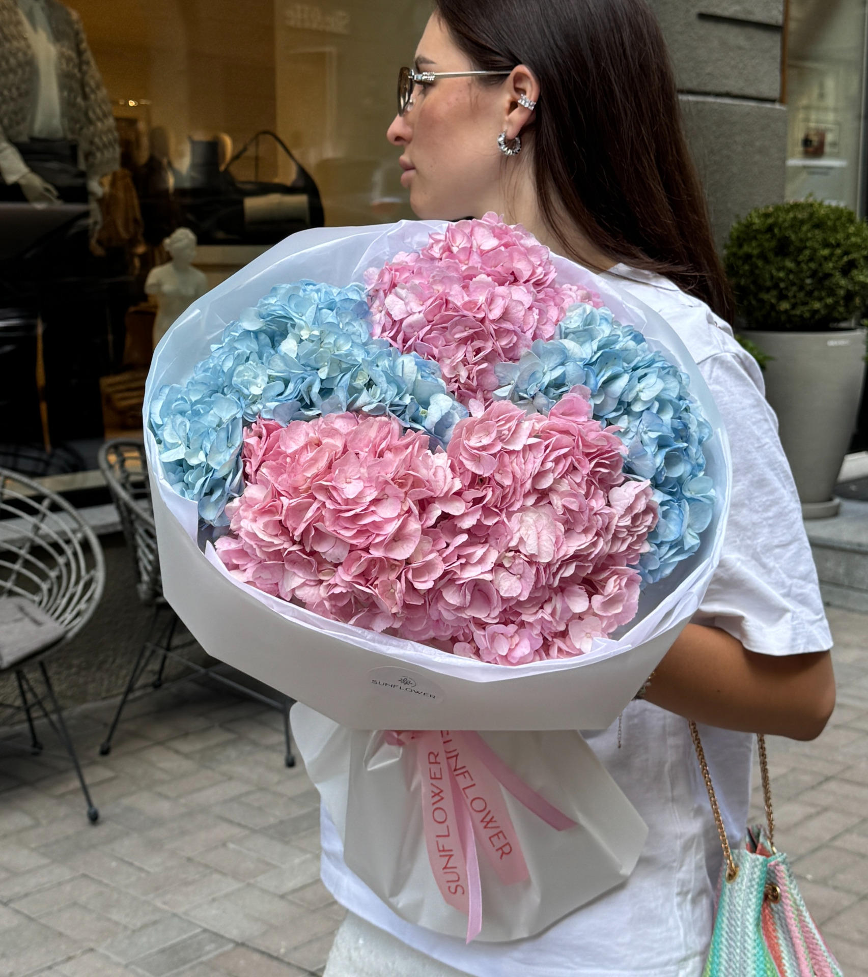 Pink & Blue Colombian Hydrangea Bouquet