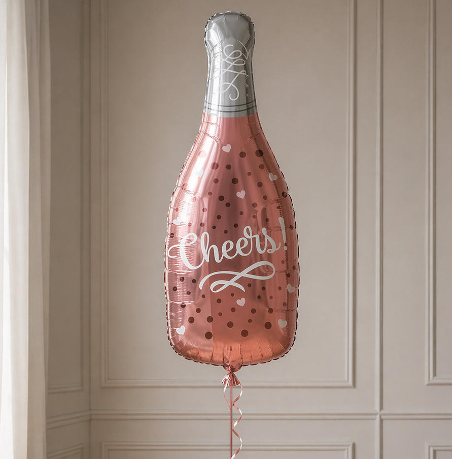 Foil balloon figure "Champagne bottle" rose gold