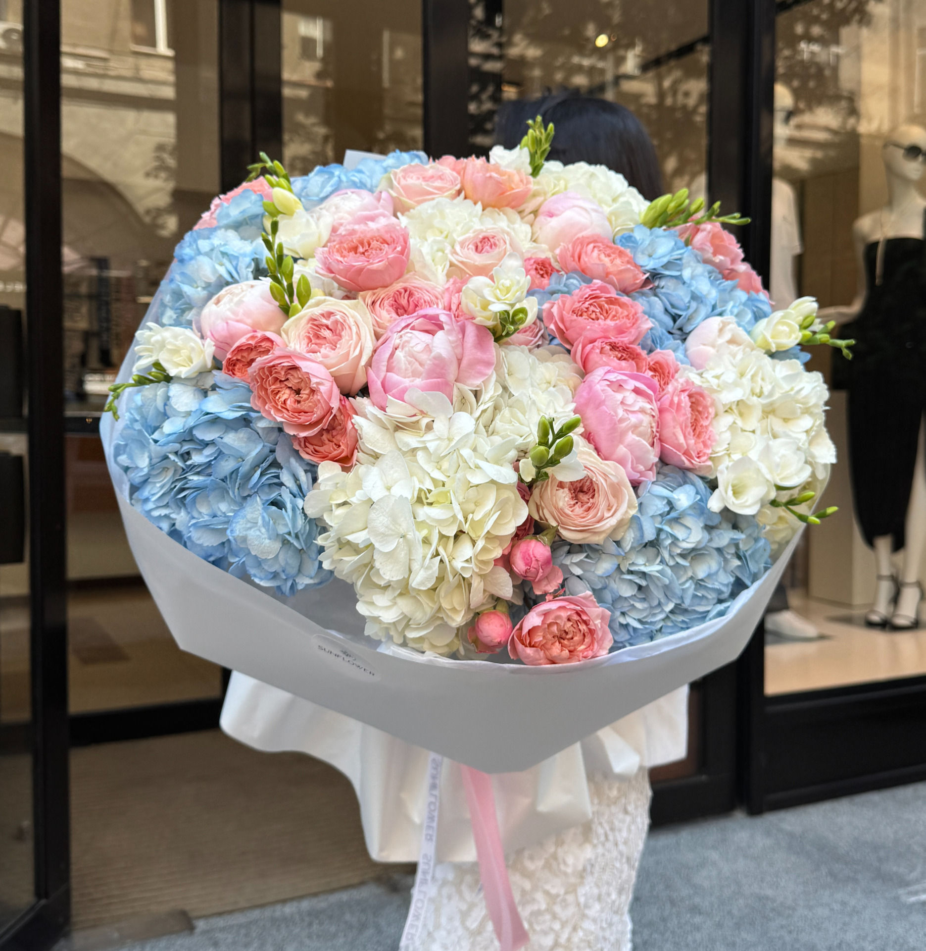Hydrangea, Peony & Bush Rose Bouquet