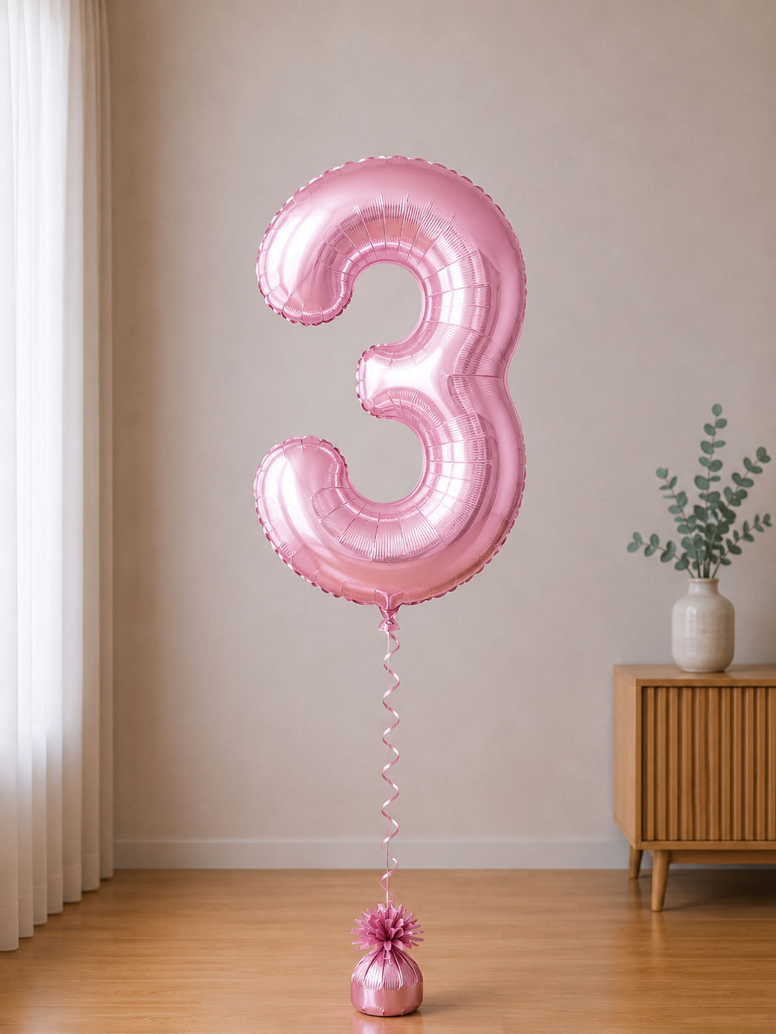 Foil balloon figure "Number" baby pink from 0 to 9