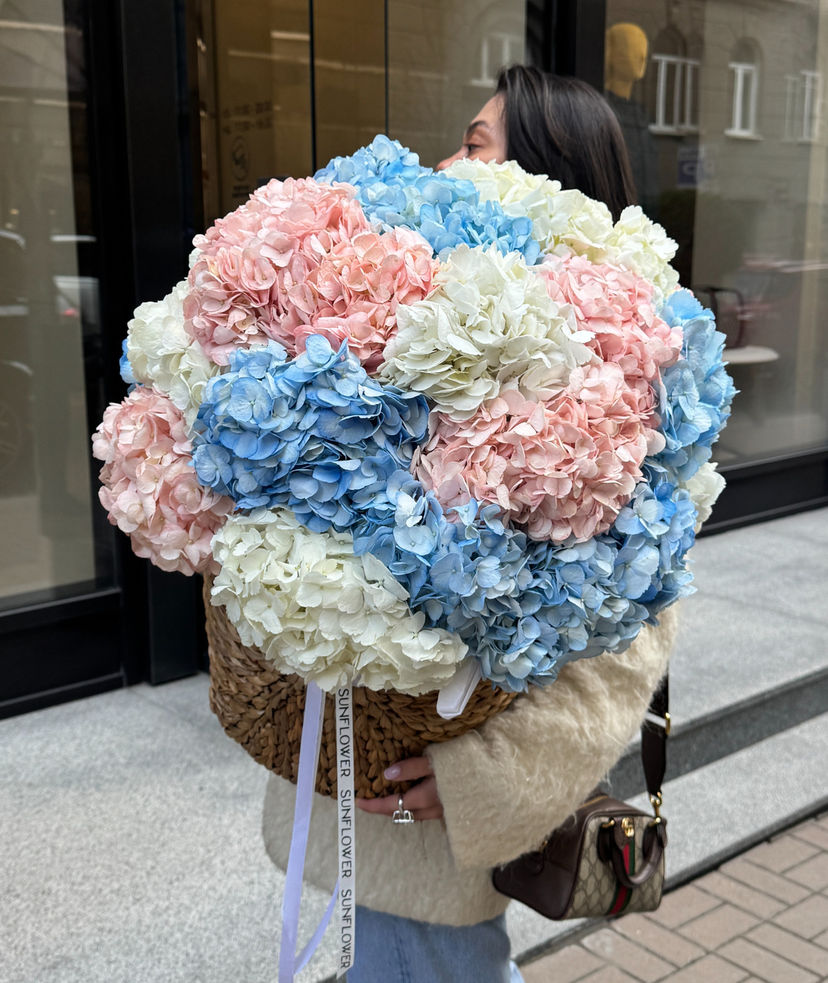 Basket of hydrangeas mix