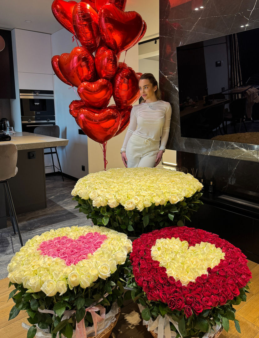 Set of 3 compositions with roses + ball fountain