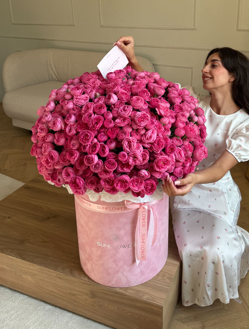 Peony Roses in a Large Flower Box