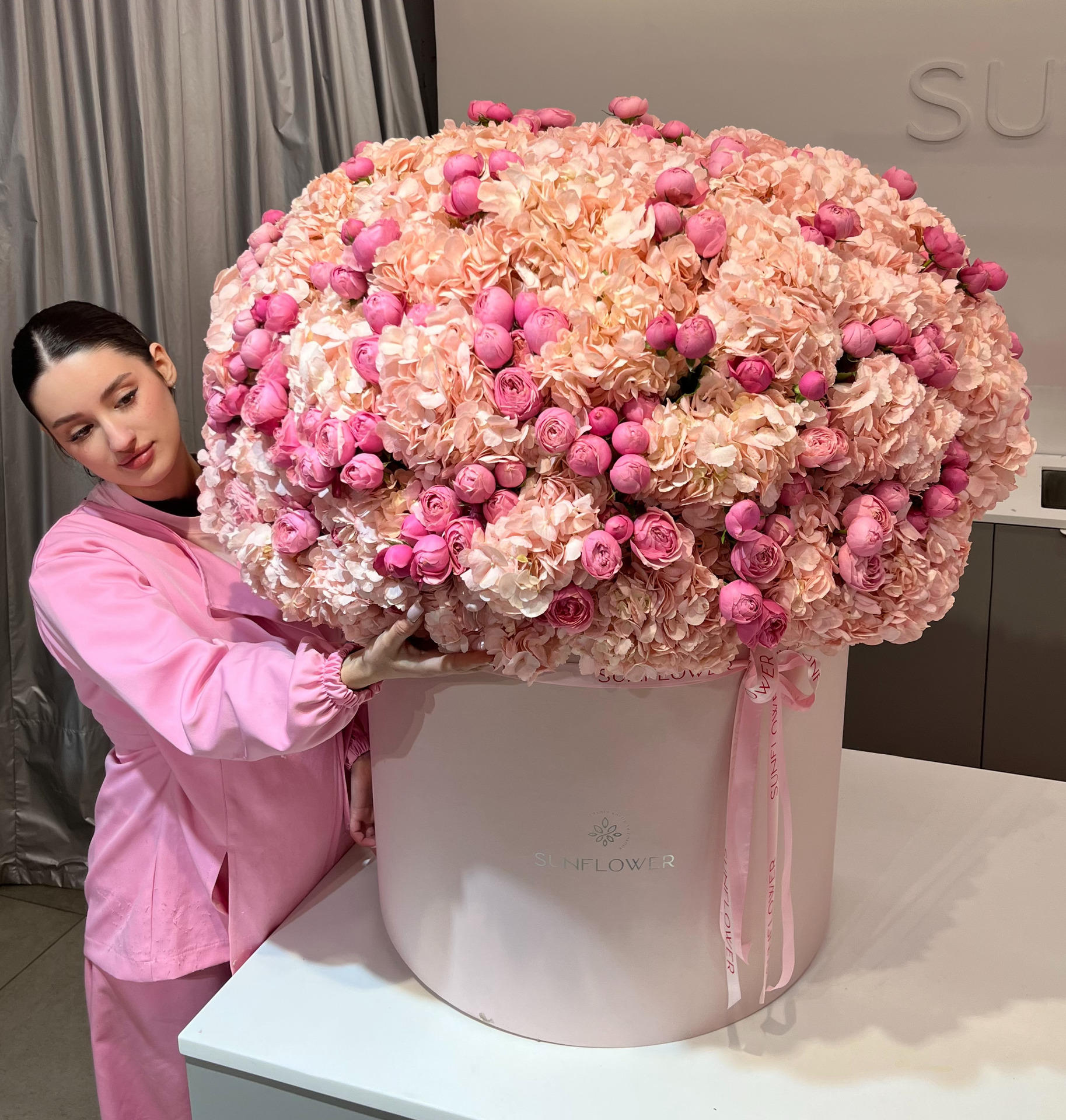 XXL flower box with bush rose