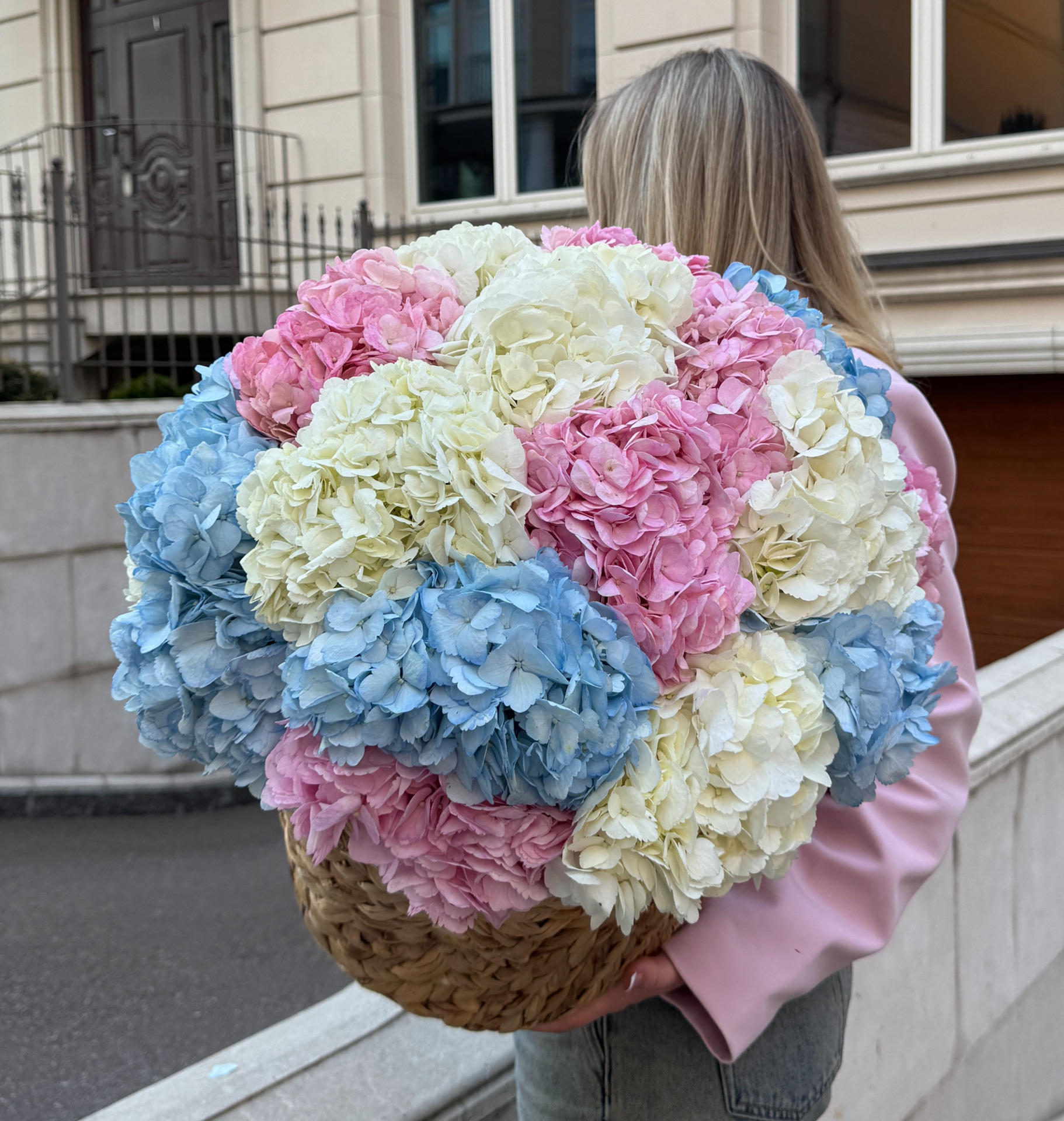 Basket of mix hydrangeas