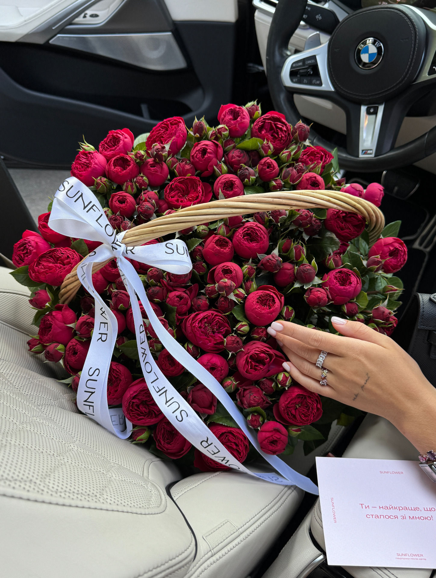 Basket of 65 Peony-Style Piano Roses