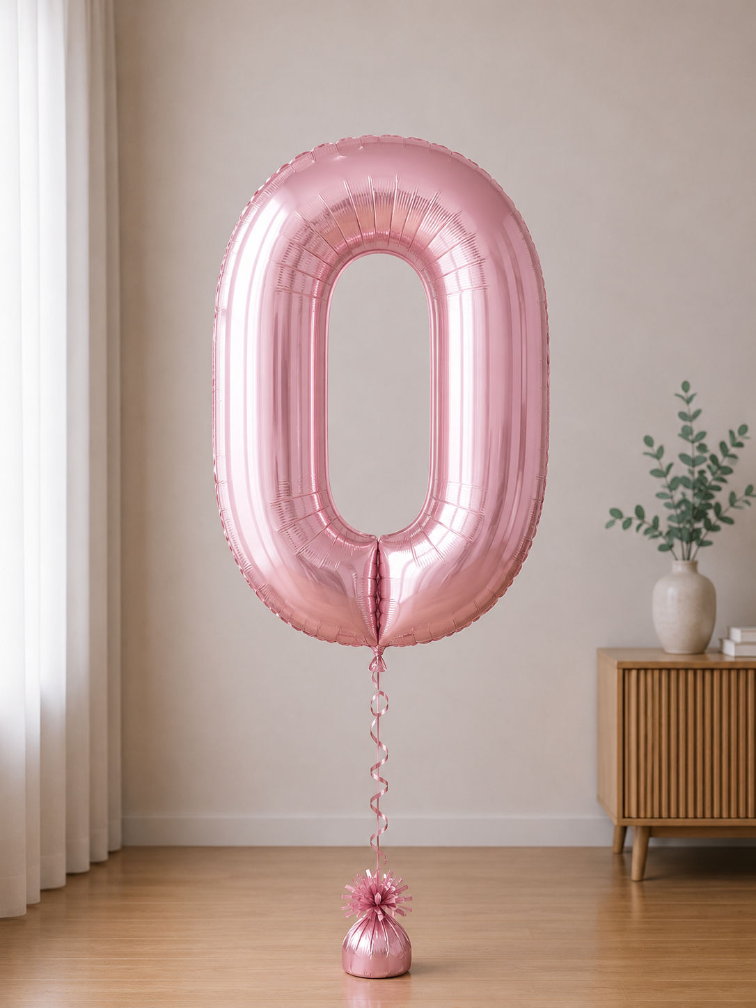 Foil balloon figure "Number" baby pink from 0 to 9