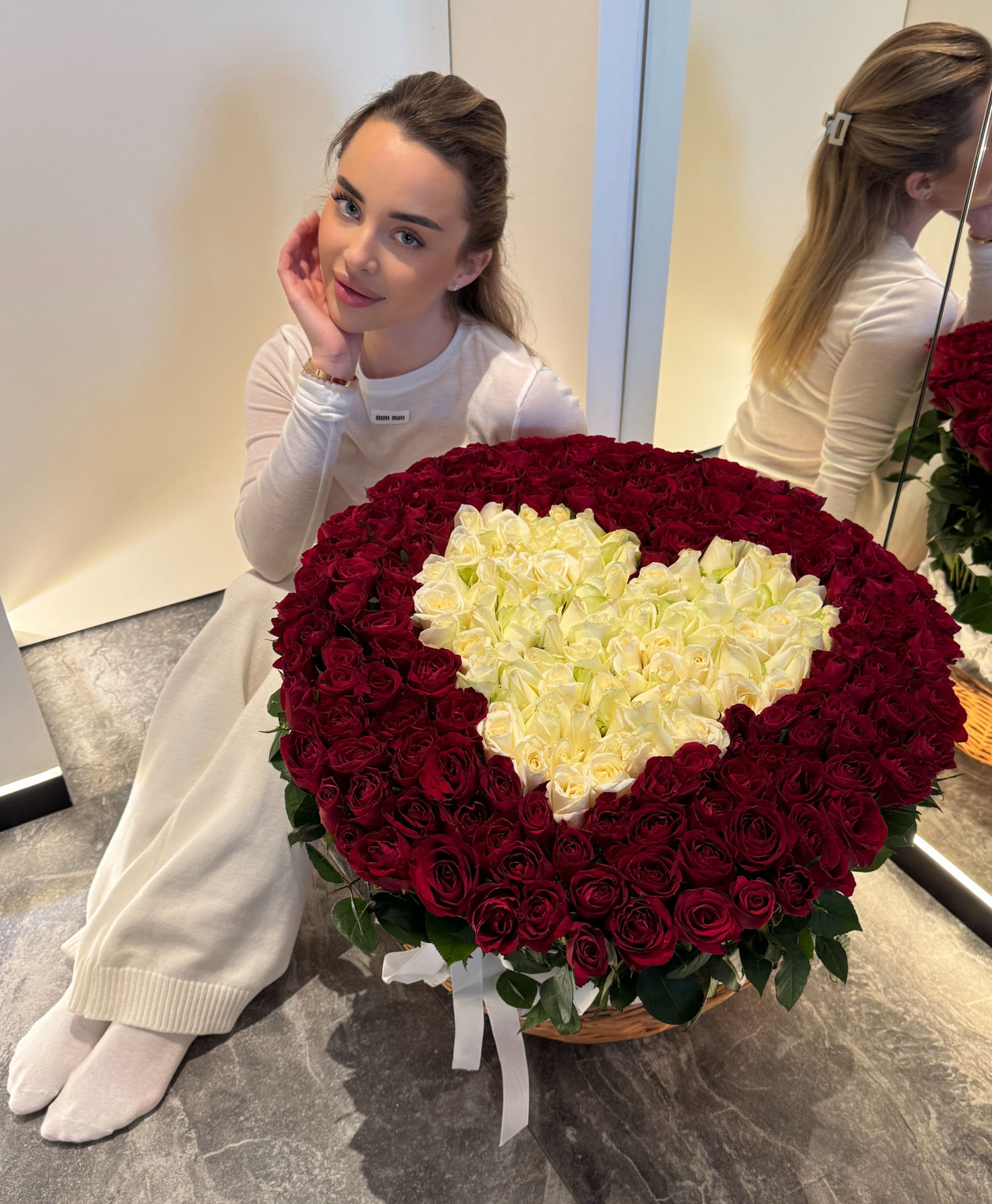 Кошик S "Серце" червоно-біле