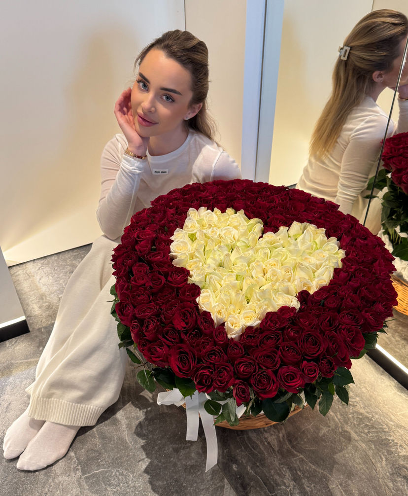 Basket S "Heart" red and white