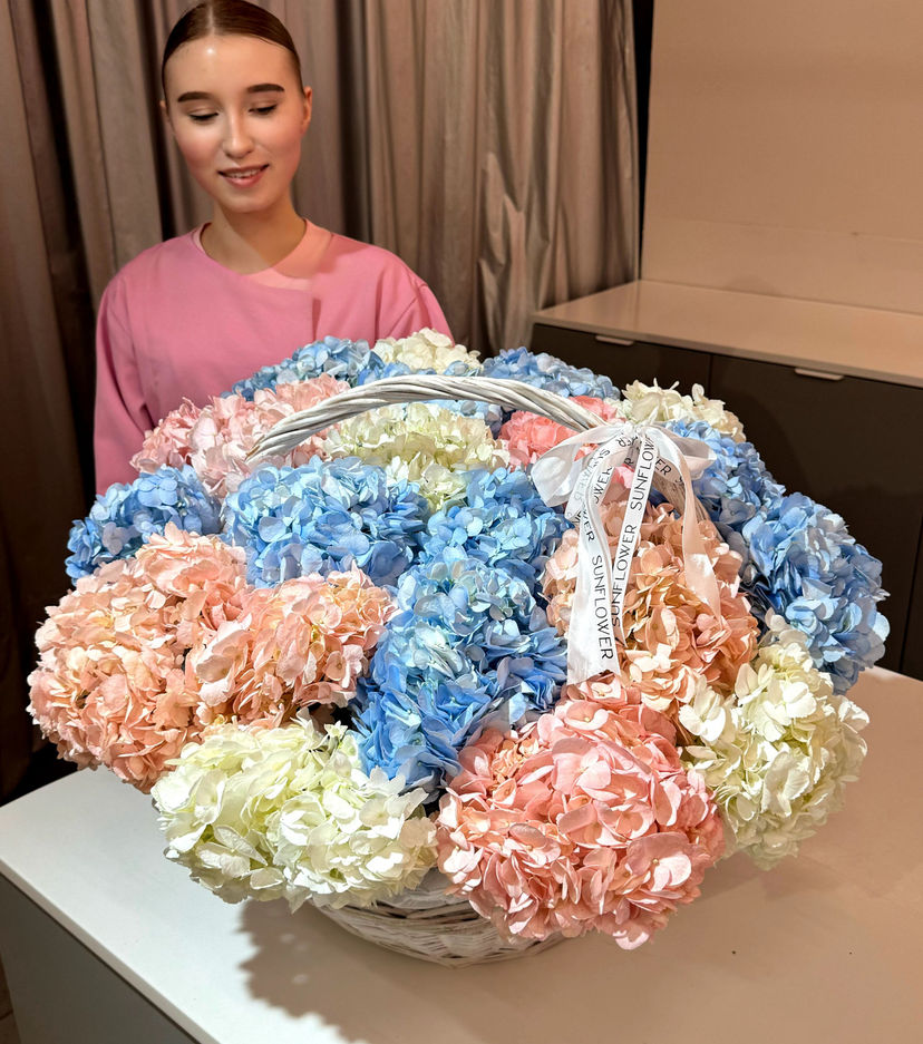 Basket of 21 mix Hydrangeas