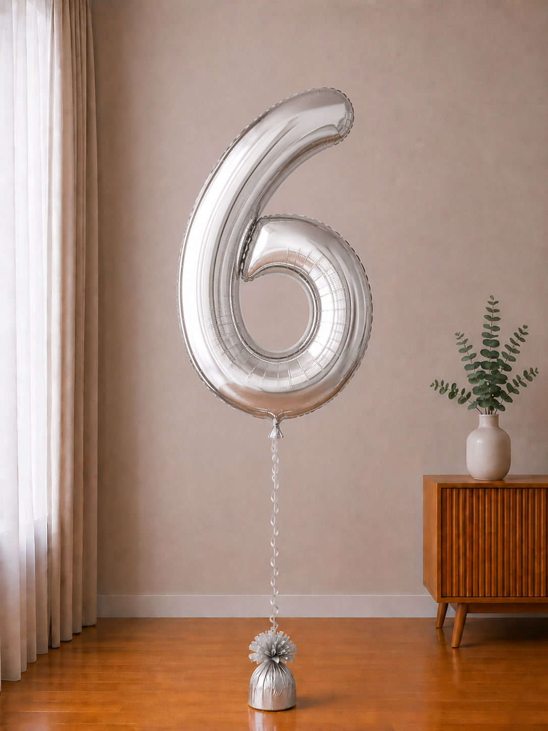 Foil balloon figure "Number" silver metallic from 0 to 9