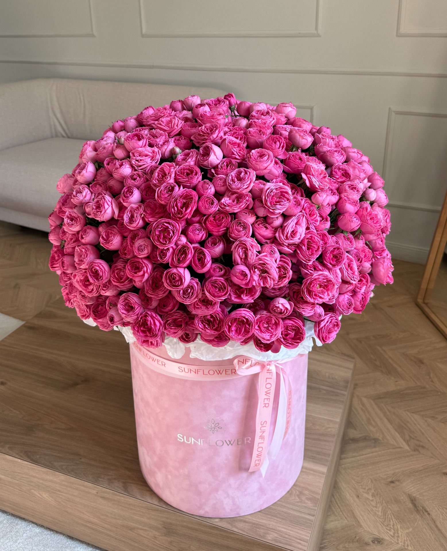Peony Roses in a Large Flower Box