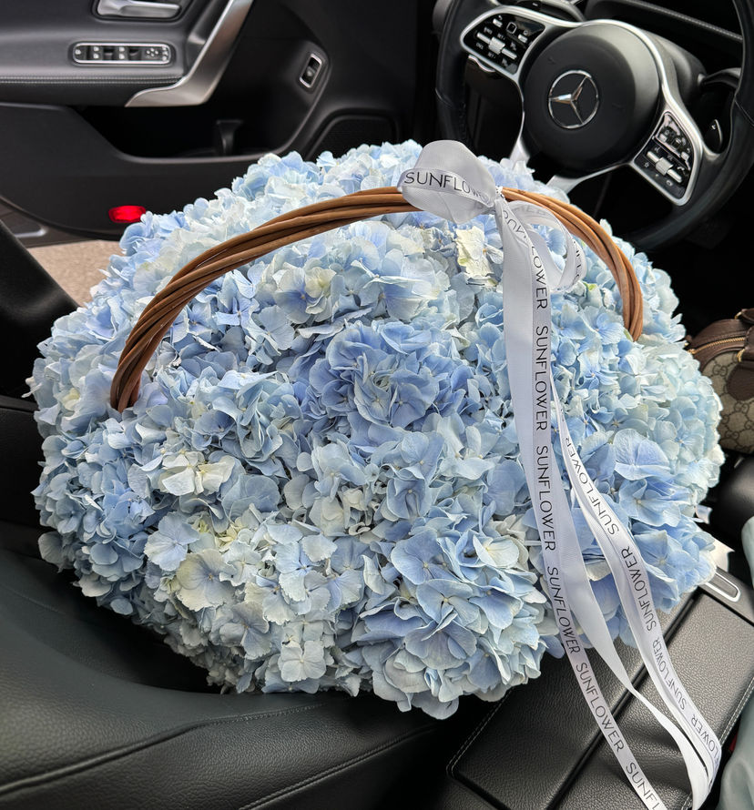 Hydrangea Arrangement in a Basket