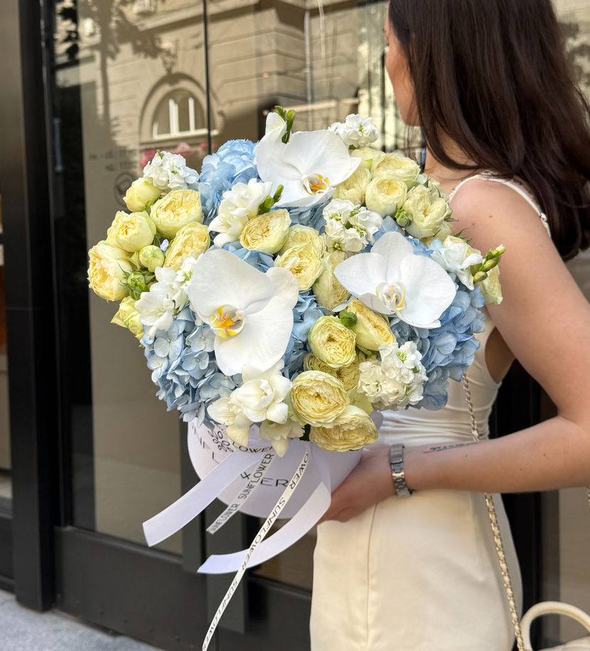 Flower Box with Orchids and Hydrangeas