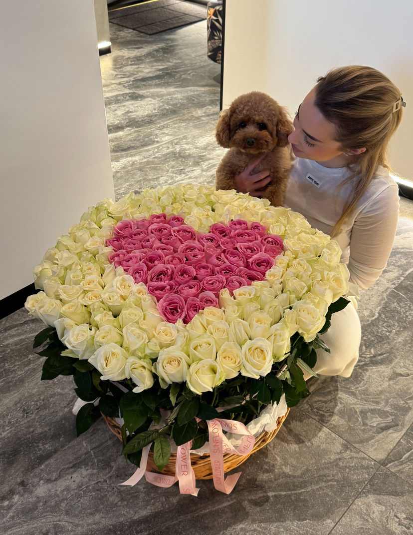 Basket S "Heart" white and pink