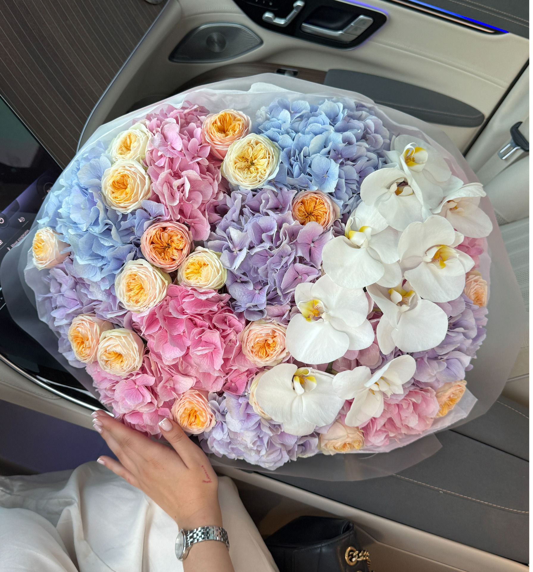 Hydrangea, Orchid & Shiver Rose Bouquet