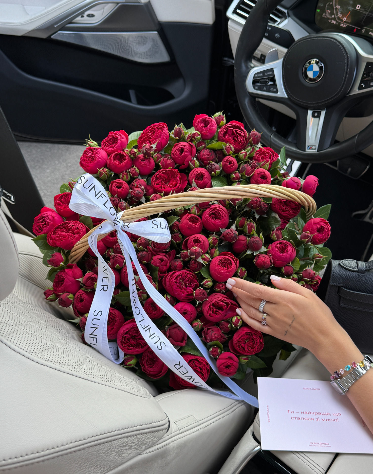 Basket of 65 Peony-Style Piano Roses