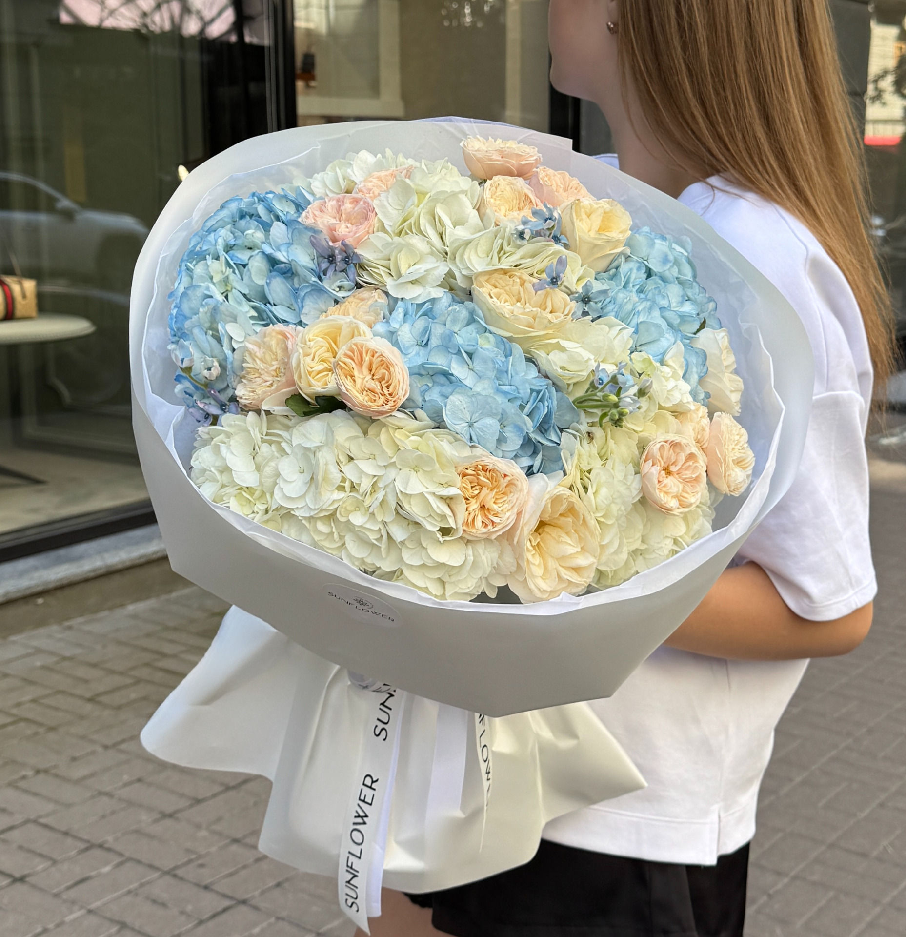 Hydrangea, Rose Royal Blush & Oxypetalum Bouquet