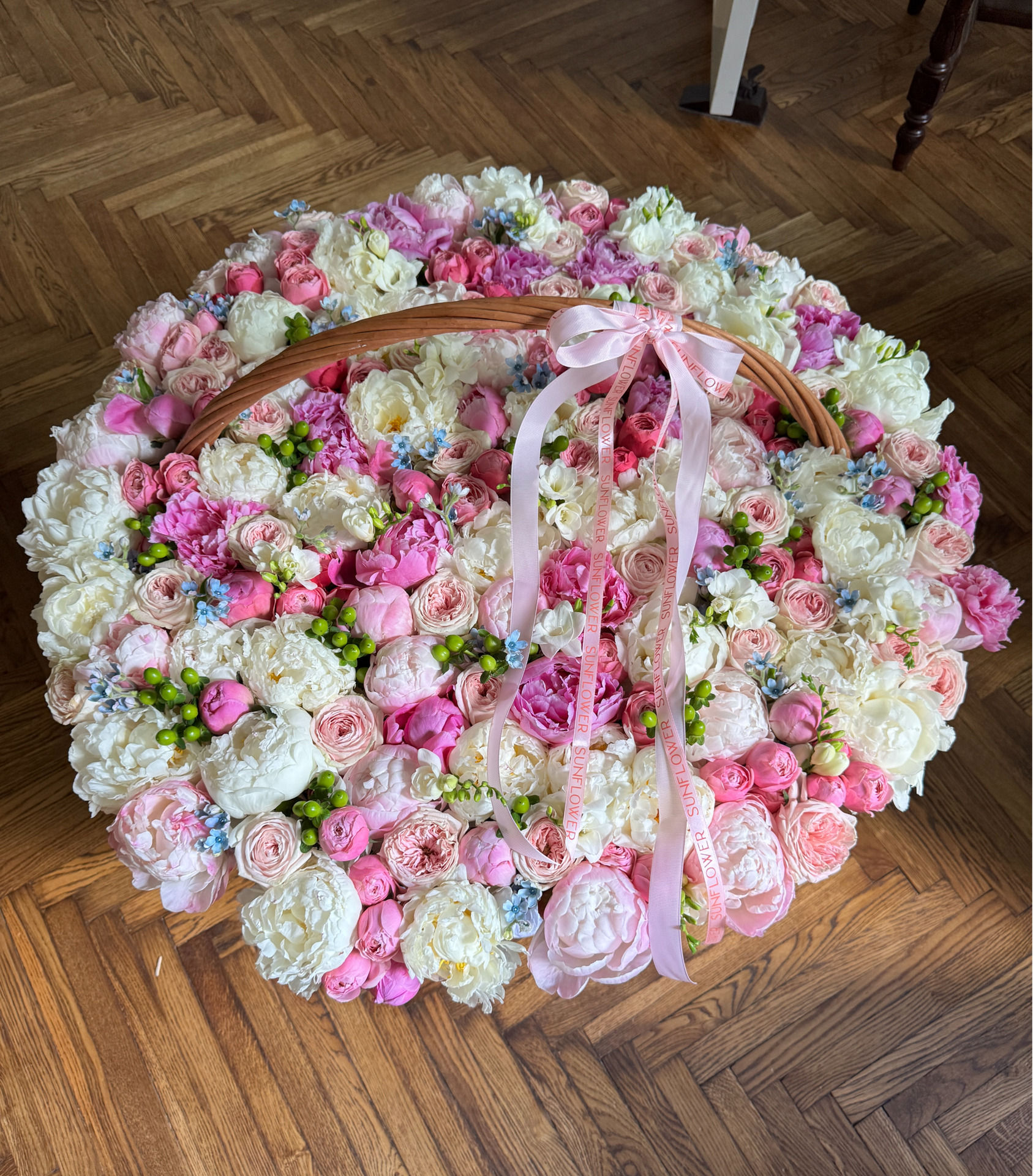 XL Basket Arrangement with Peonies & Roses