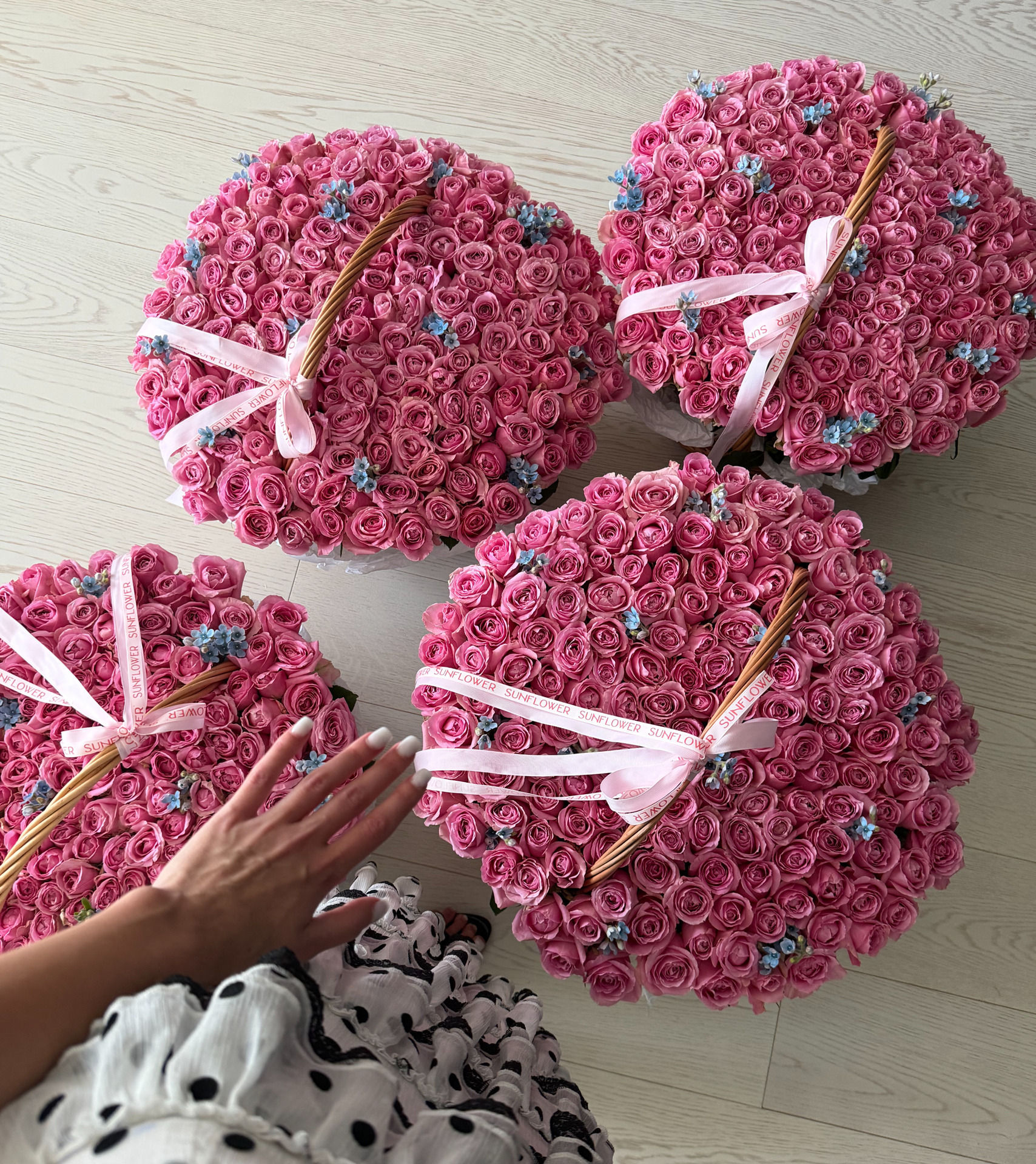 Delicate S baskets in pink and blue
