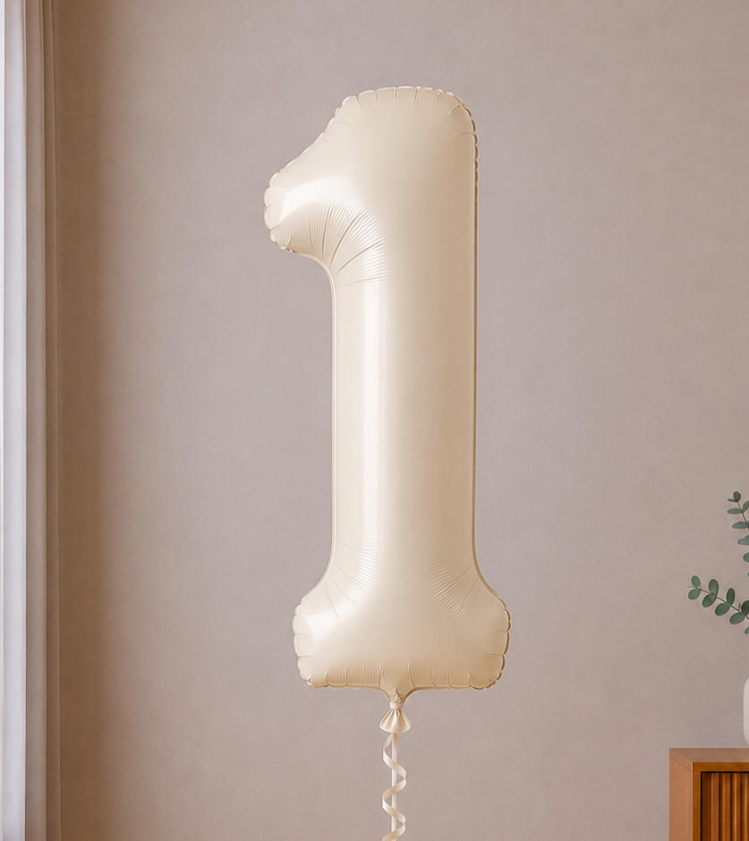 Foil balloon figure "Number" ivory satin from 0 to 9
