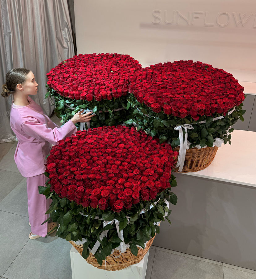 Three XL baskets of 501 roses each