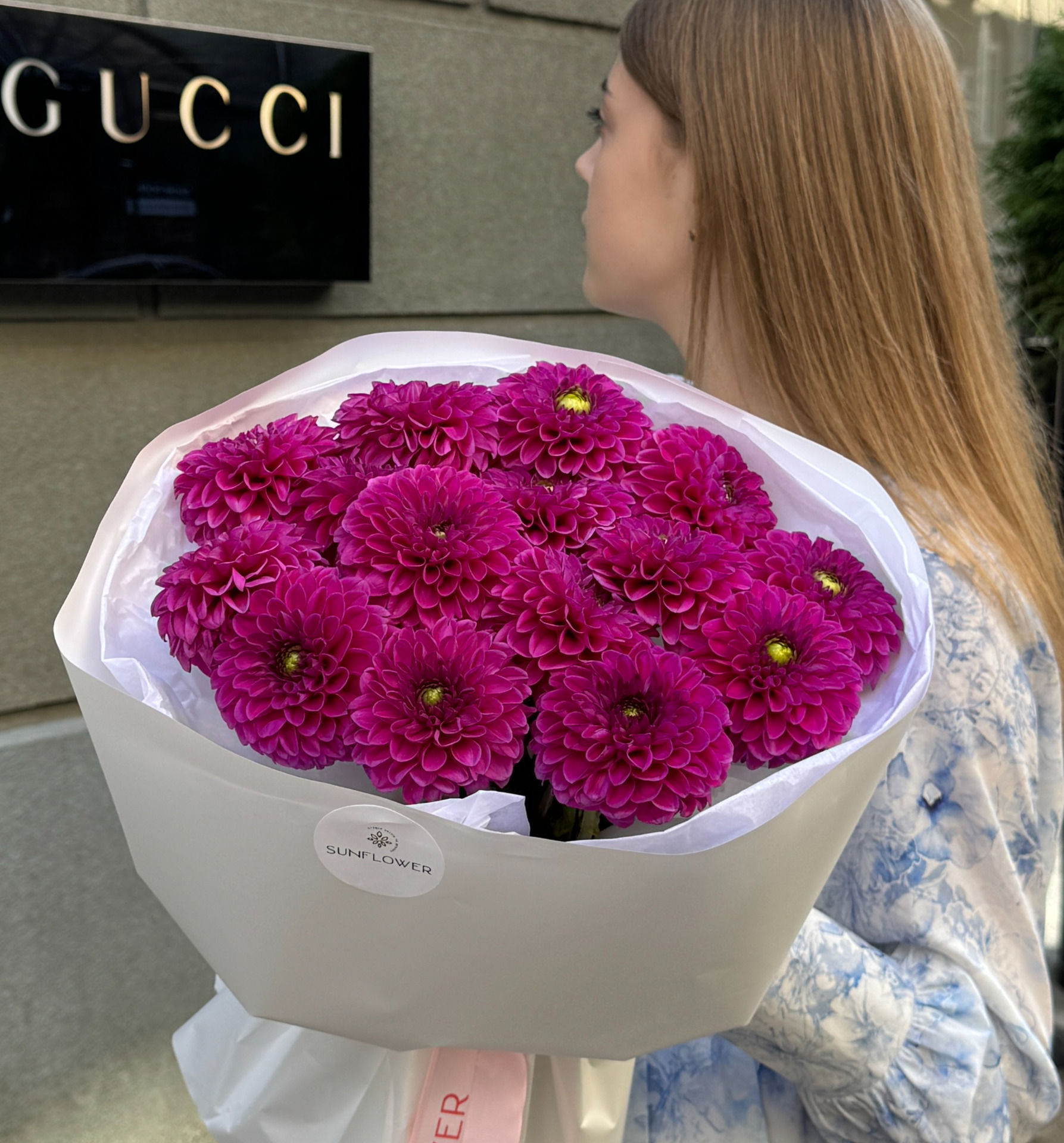 Raspberry-hued dahlias