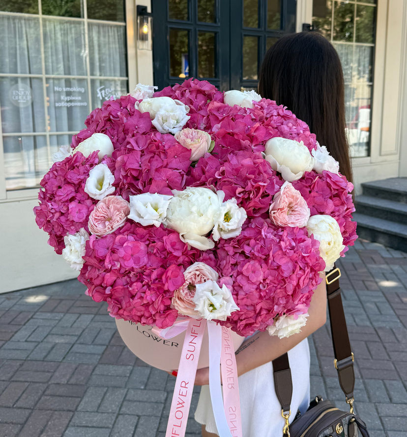 Hydrangea,raspberry  Peony & Rose Flower Box