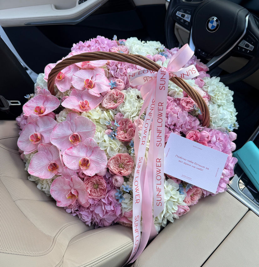 Flower Basket with Orchids and Roses