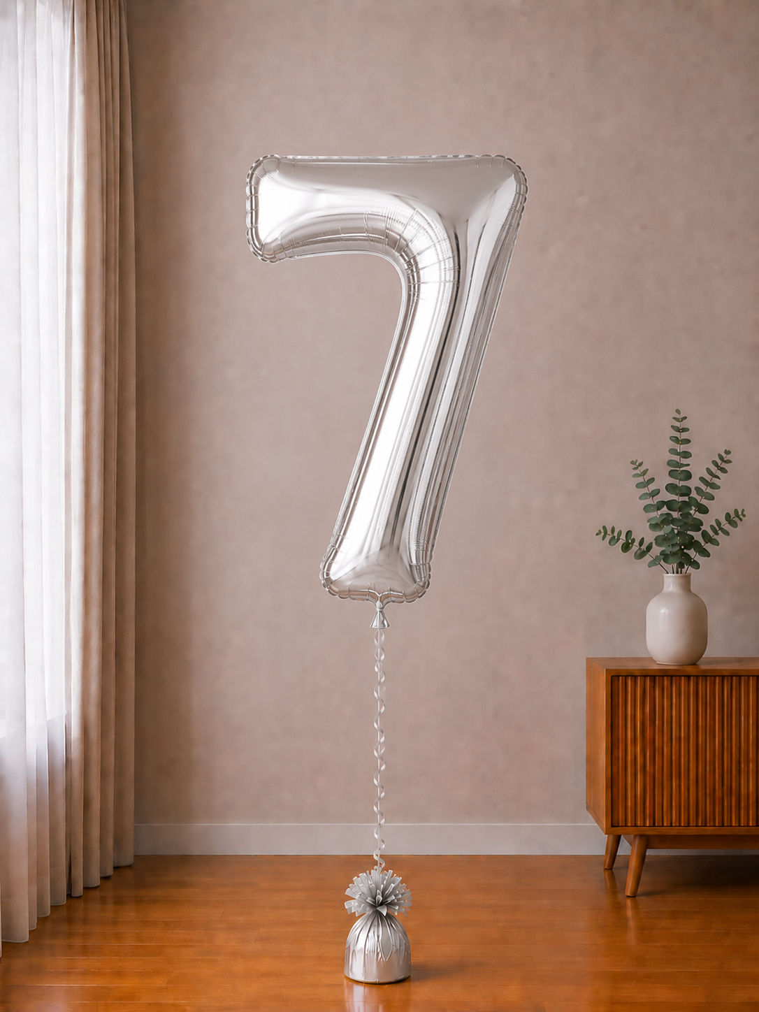 Foil balloon figure "Number" silver metallic from 0 to 9