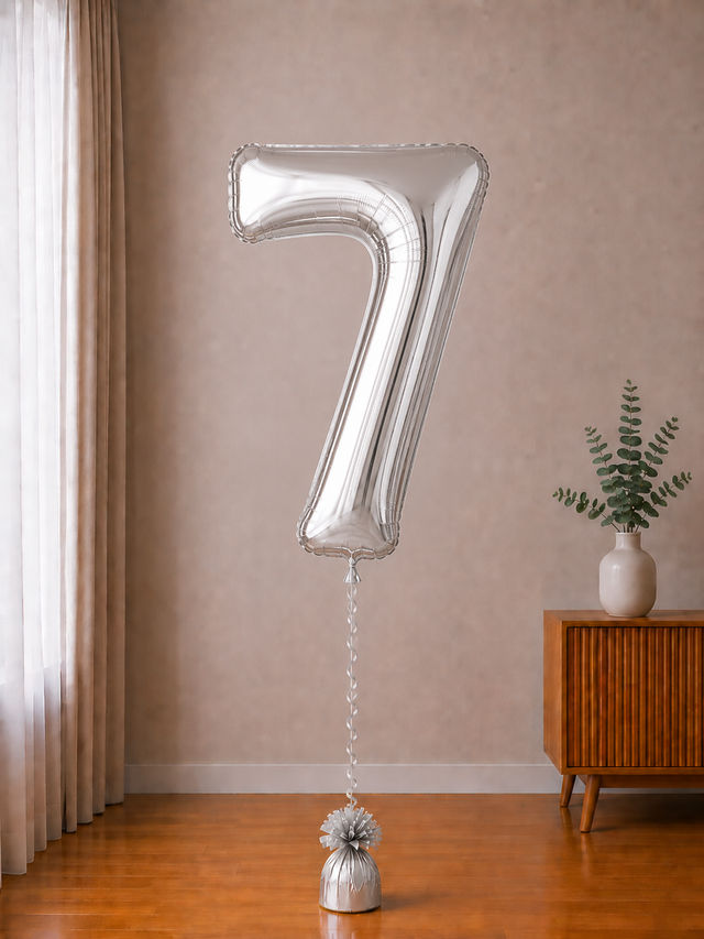 Foil balloon figure "Number" silver metallic from 0 to 9