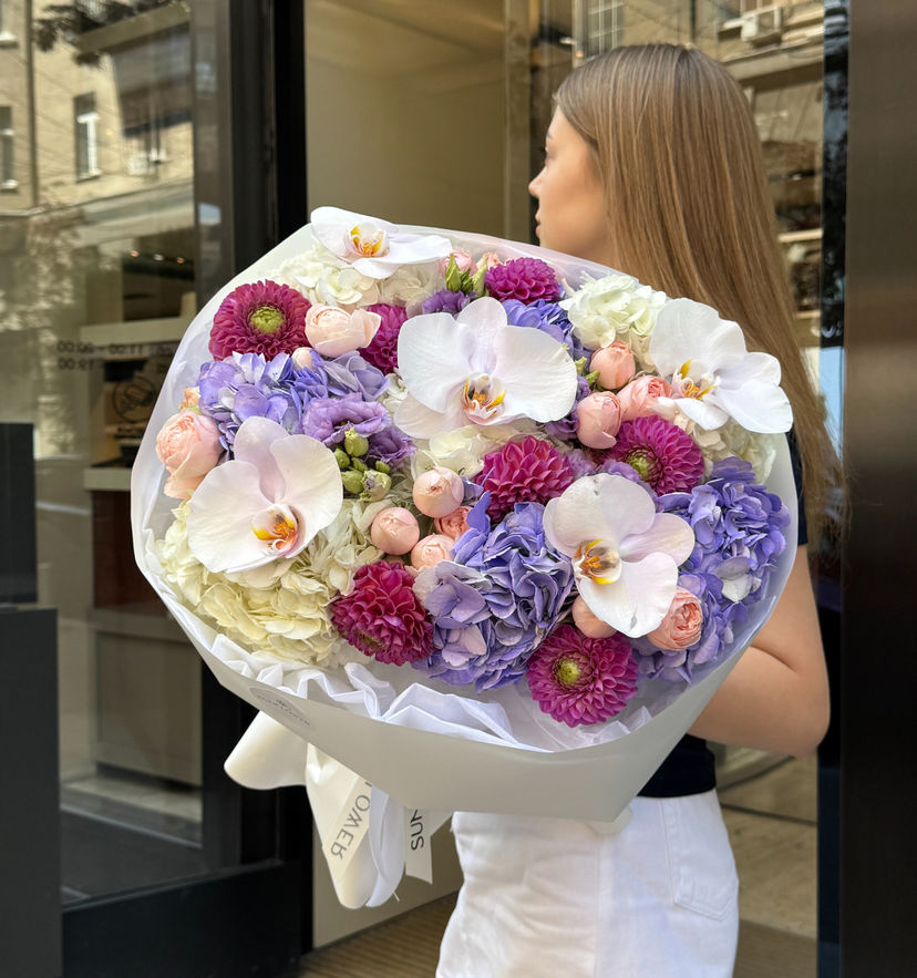 Bouquet with Orchids, Hydrangeas & Dahlias