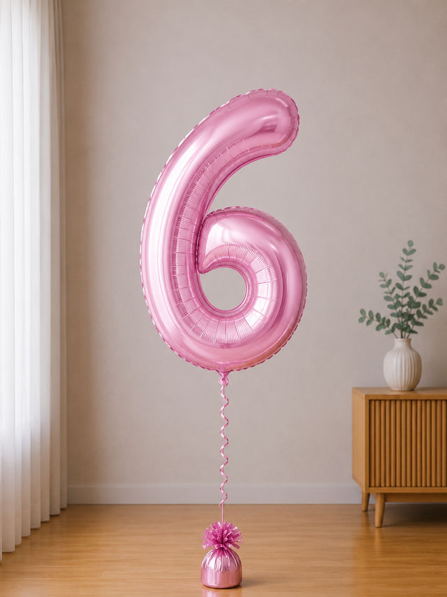 Foil balloon figure "Number" baby pink from 0 to 9