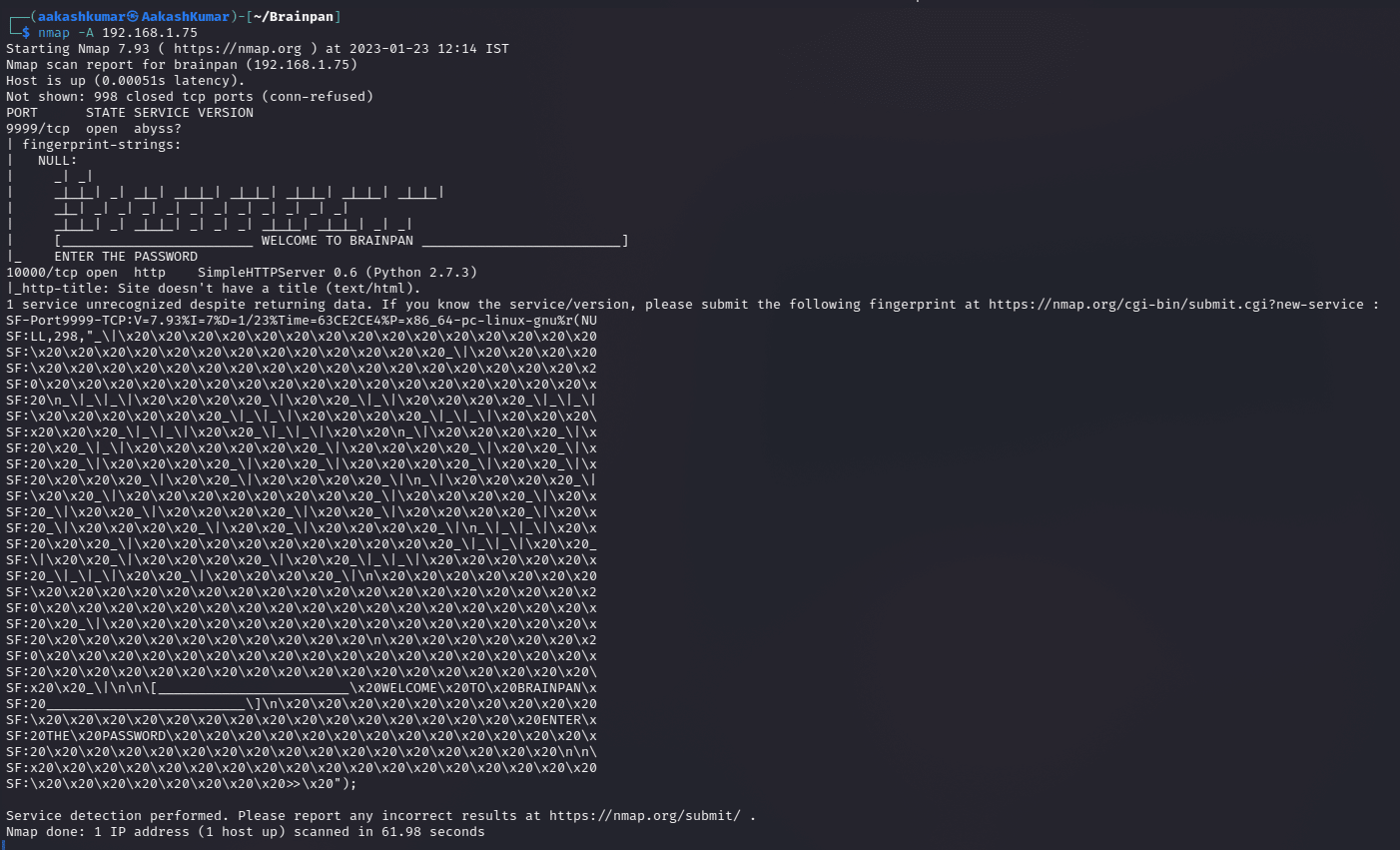 Brainpan 1 vuln hub