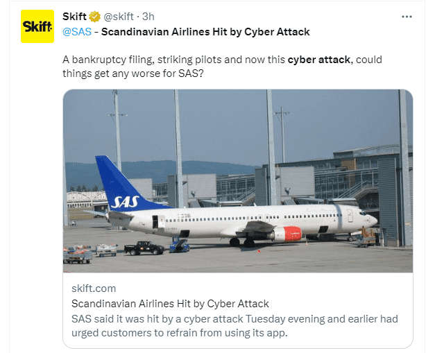 Scandinavian Airlines Hit by Cyber Attack