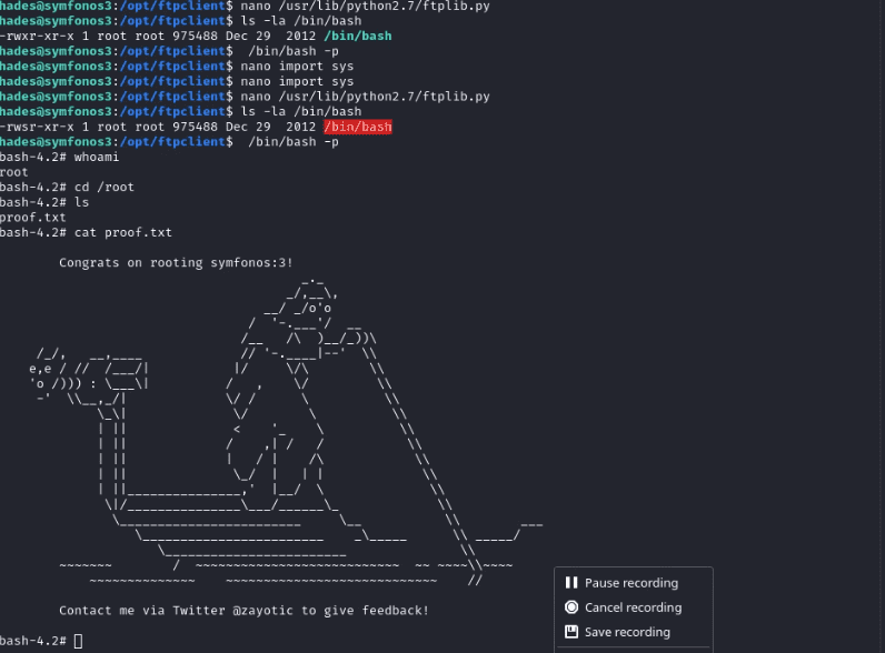 Symfonos 3.1 VulnHub