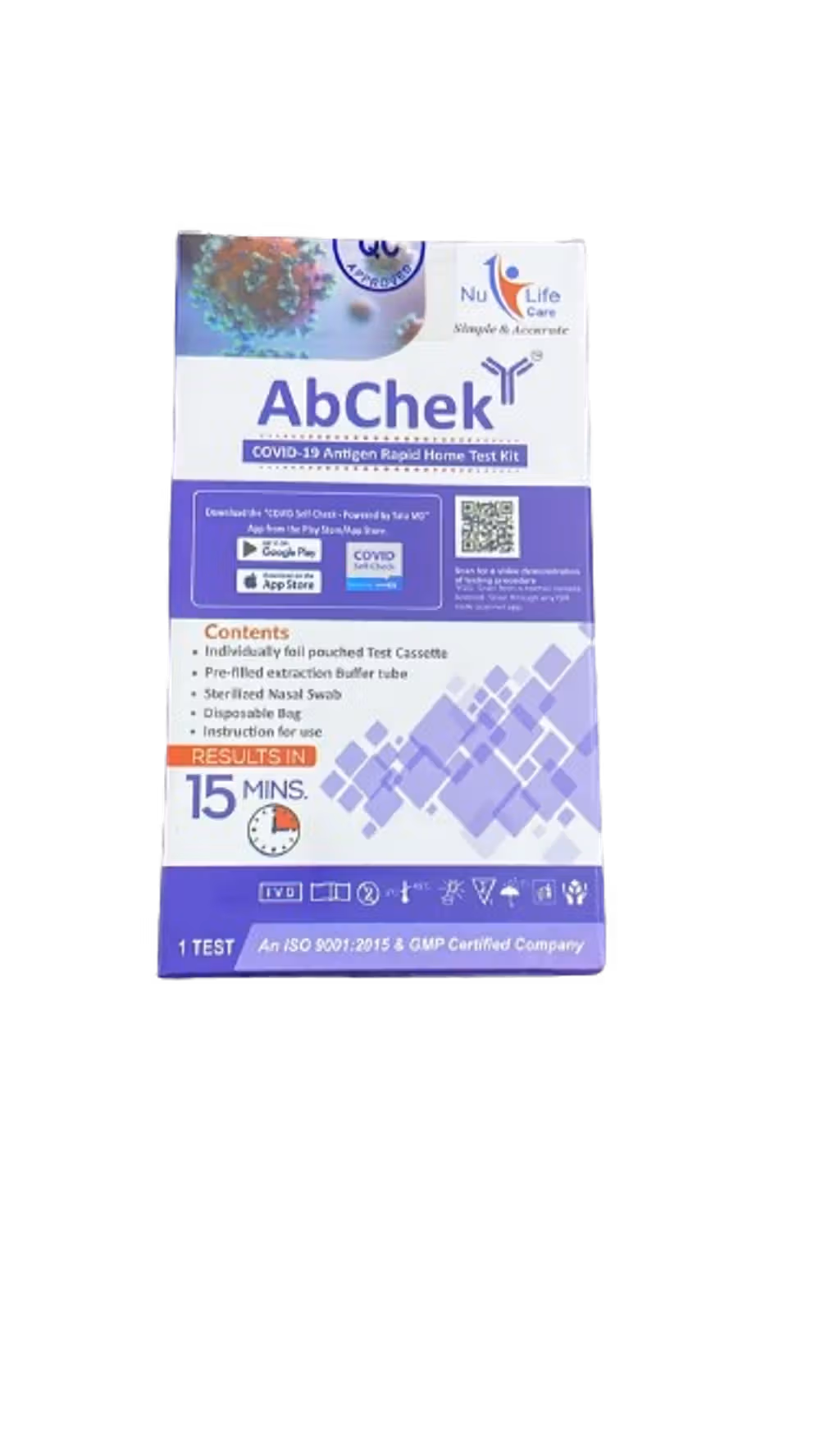 AbChek Covid 19 Antigen Home Test Rapid Card - Pack of 5 Tests