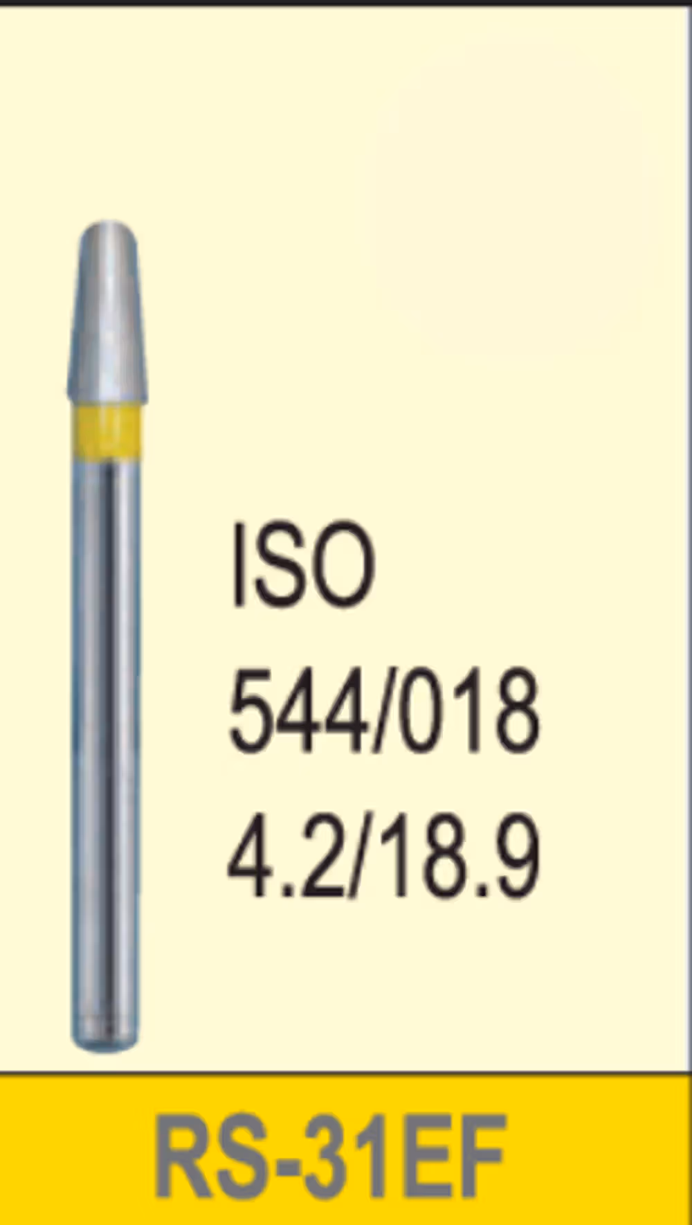 Octa Dental Rounded Shoulder (RS) Series Regular Shank Diamond Burs - Extra Fine (Yellow) RS-31EF (Pack of 5)