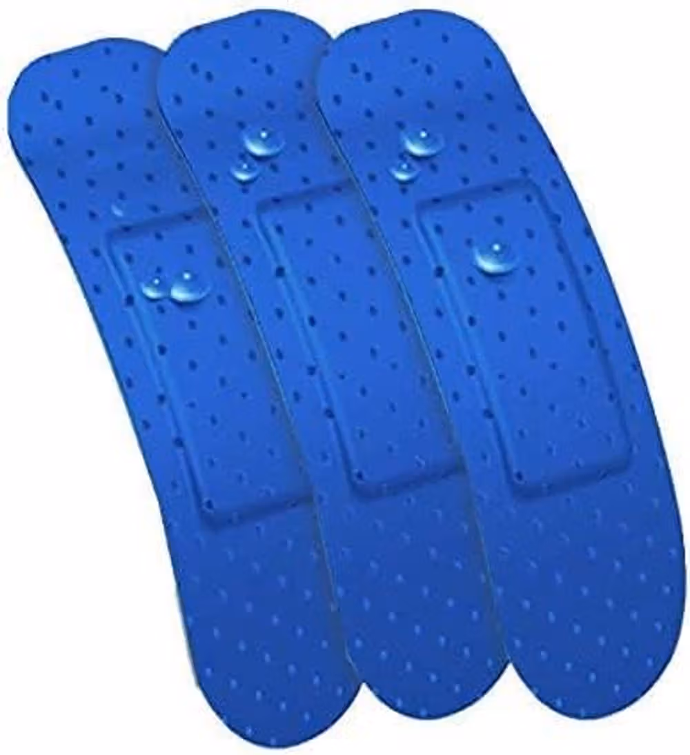 ClinPro Metal Detectable Plaster - 75mm x 25mm Blue Woven Fabric and Latex Pack of 20, 5 Pack/Box