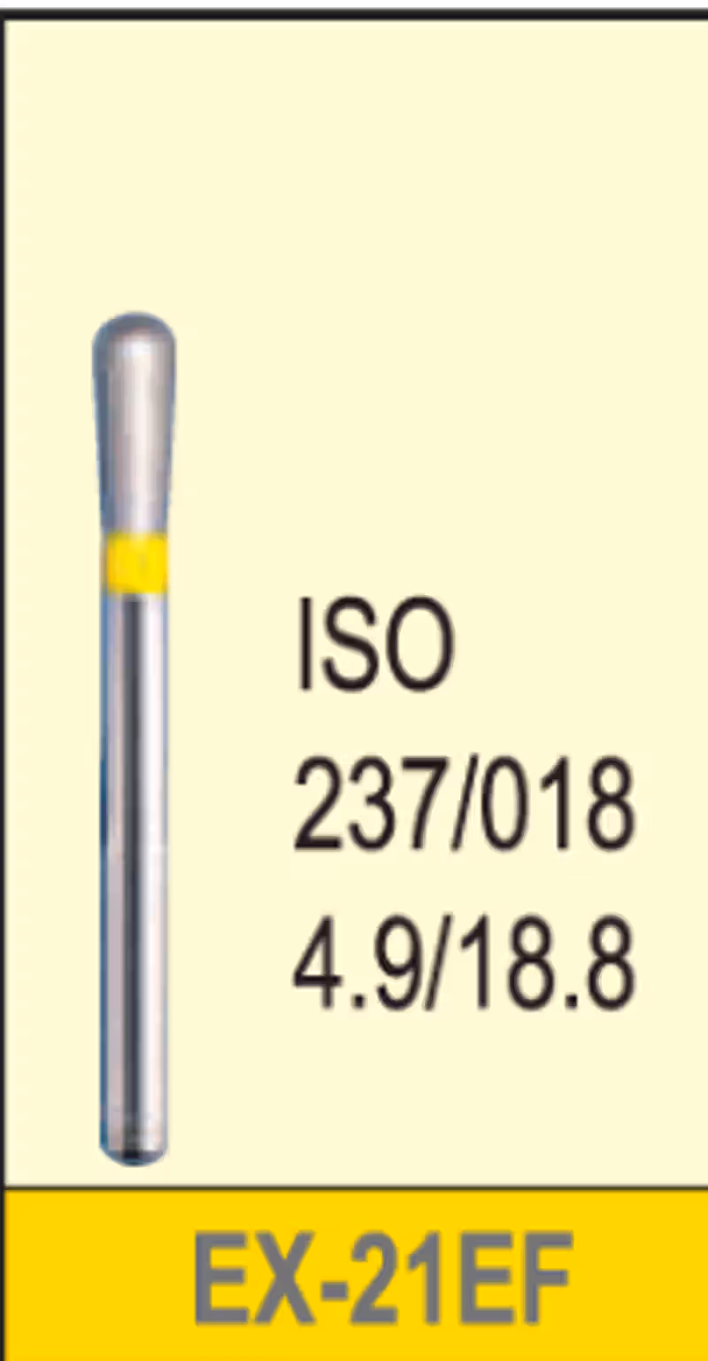 Octa Dental Extra Shape (EX) Series Regular Shank Diamond Burs - Extra Fine (Yellow) EX-21EF