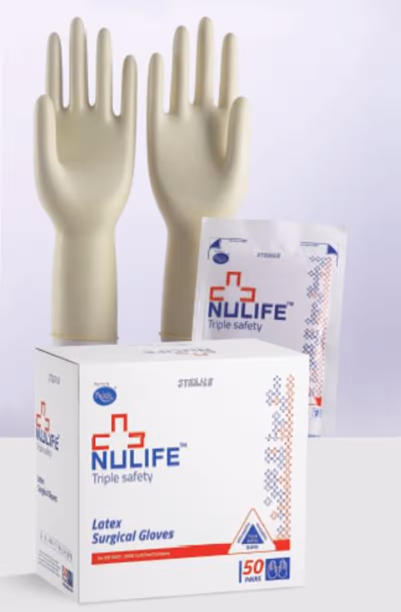 Nulife Latex Sterile Surgical Gloves Powdered 7.5 Pack of 50 Pairs