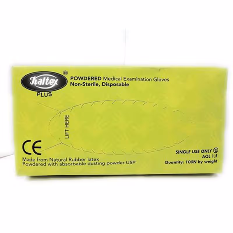 Kaltex Plus Non Sterile Latex Examination Gloves - Powdered Medium Pack of 100