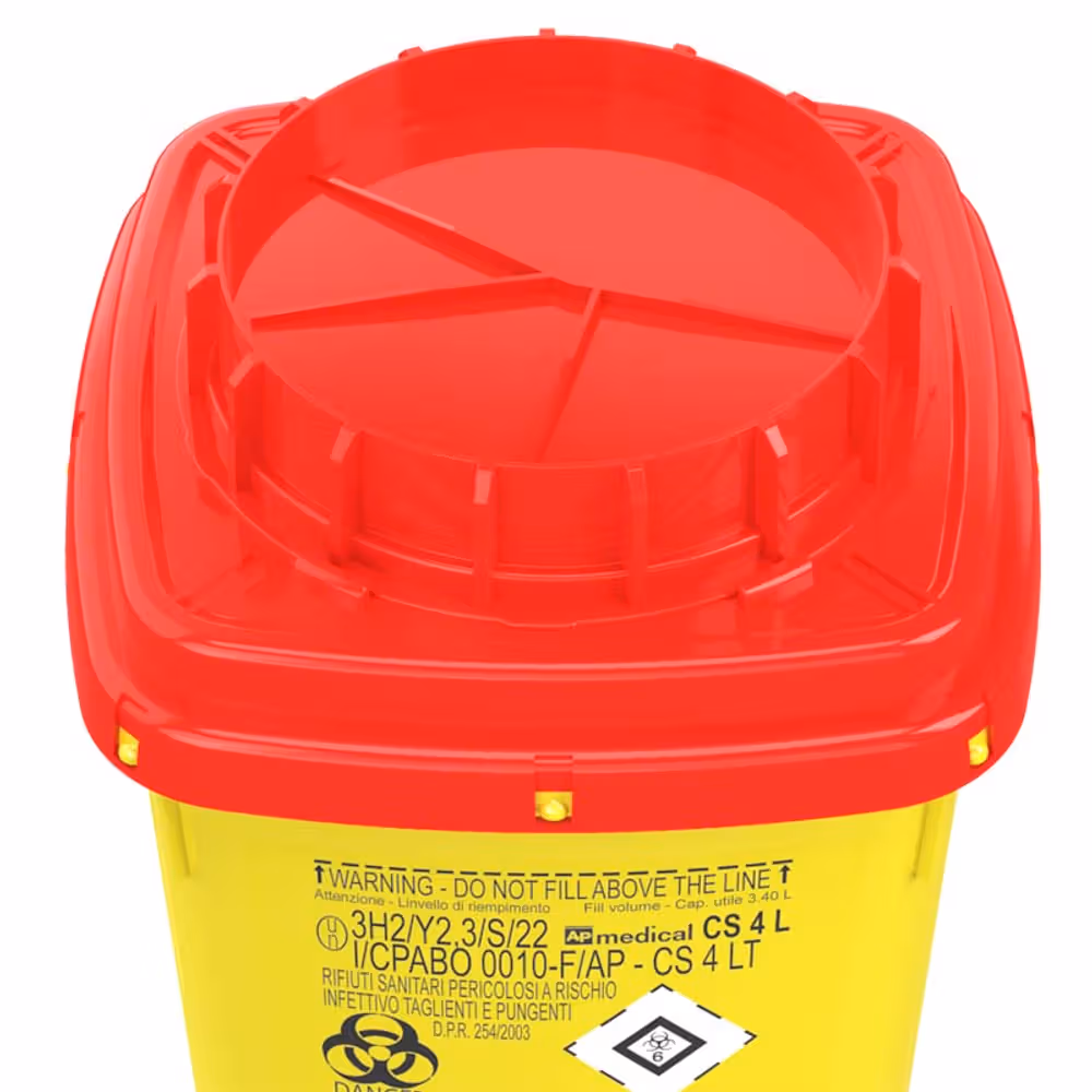 AP Medical 1.5L Sharp Container | Puncture-Resistant with Tamper-Evident Lid for Biohazard Disposal
