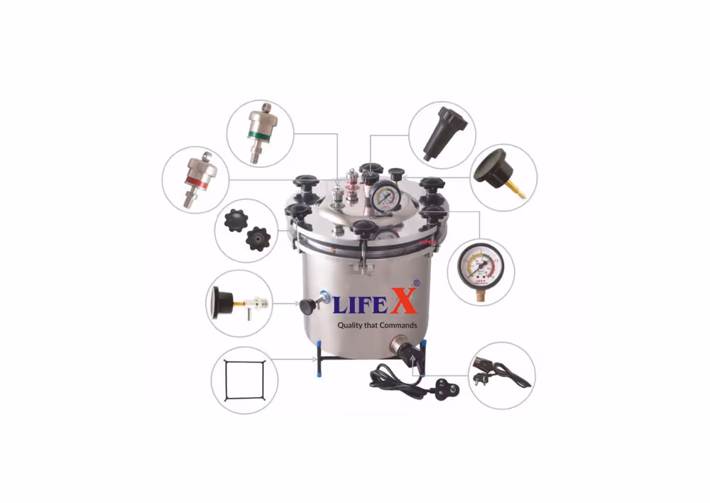 LIFEX Stainless Steel Six Wing Nut Autoclave - 12" x 12" (20Liter)