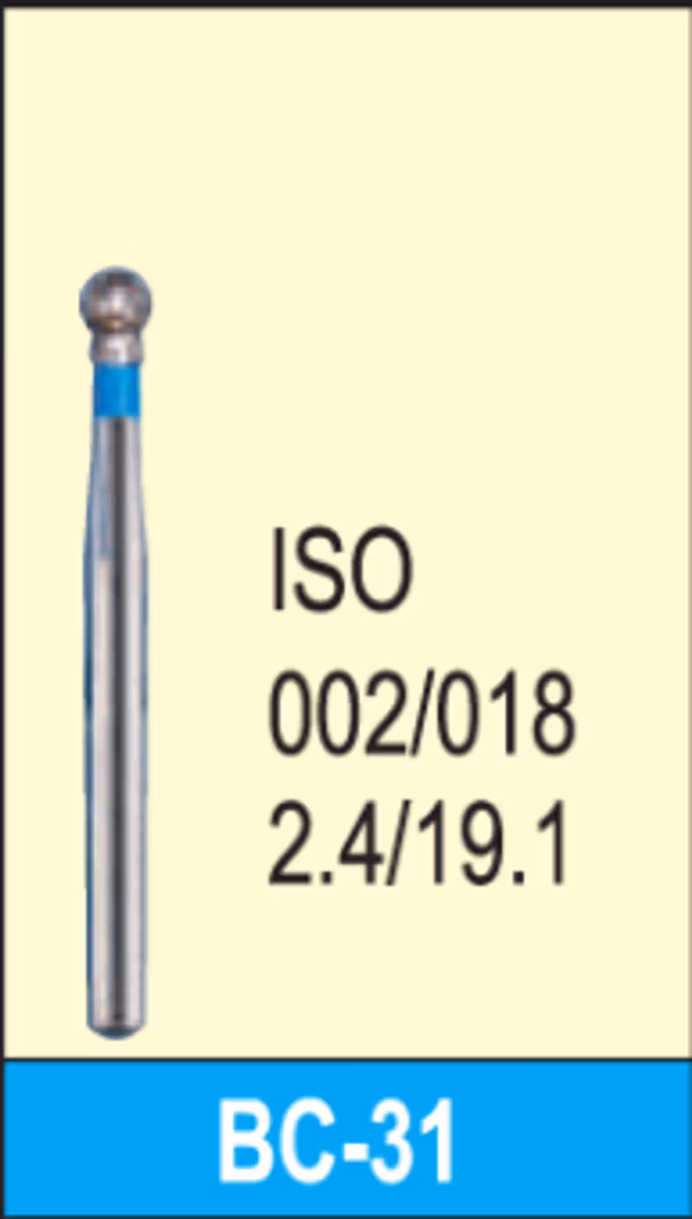 Octa Dental Ball Collar (BC) Series Regular Shank Diamond Burs - Standard (Blue) BC-31 (Pack of 5)