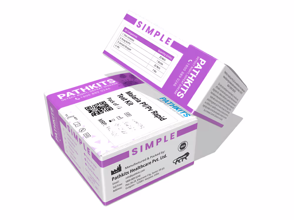 Pathkits Simple Pf/Pv Malaria Rapid Card -  Pack of 25 Tests ( PKRK006 )