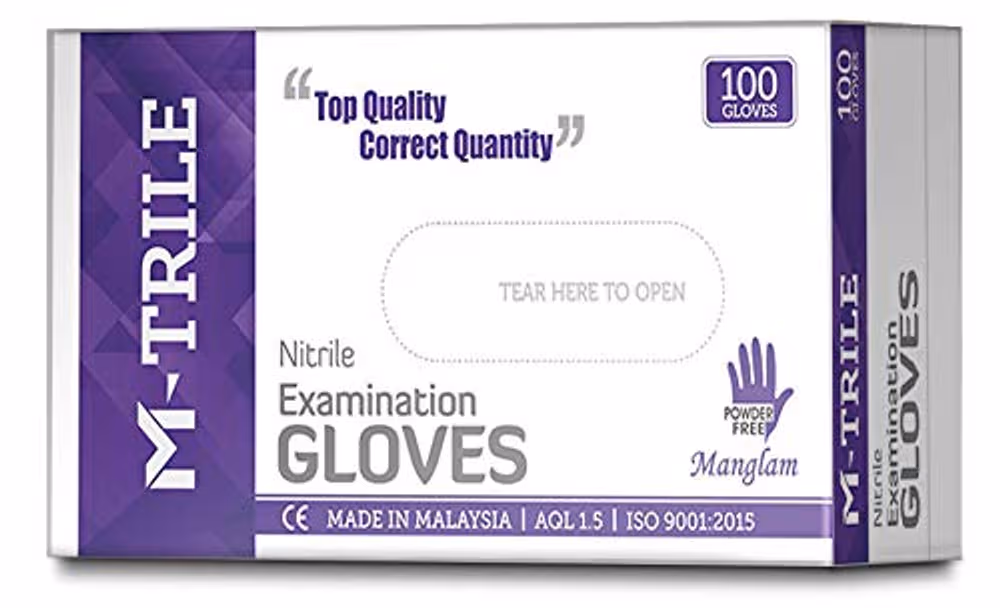 M-Trile Nitrile Examination Gloves - Small White Pack of 100
