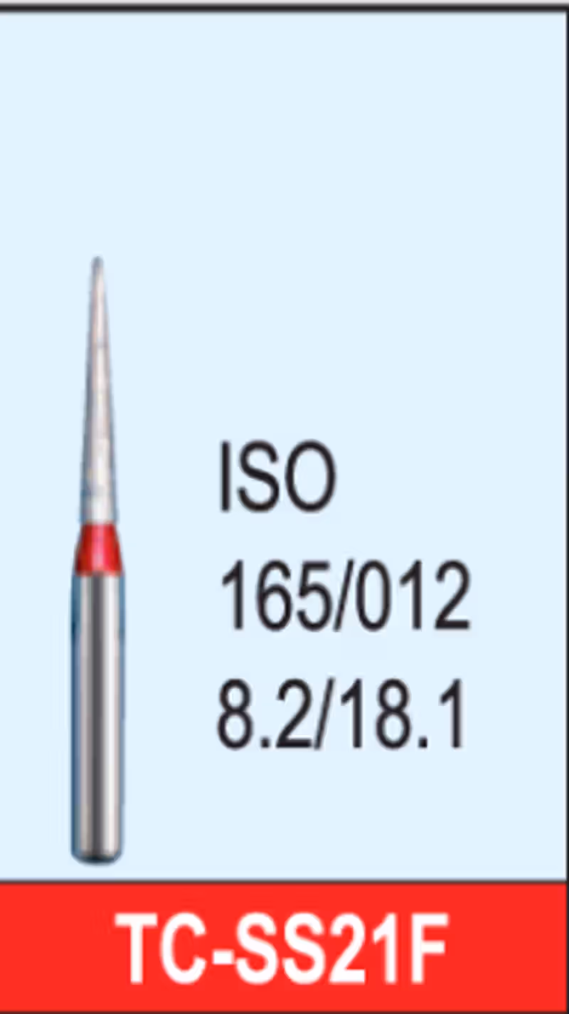 Octa Dental Taper Conical End (TC) Series Super Short Shank Diamond Burs - Fine (Red) TC-SS21F (Pack of 5)
