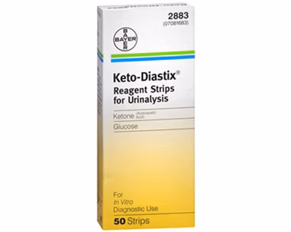 Bayer Keto-Diastix Reagent Strips for Urinalysis - Pack of 50 Tests
